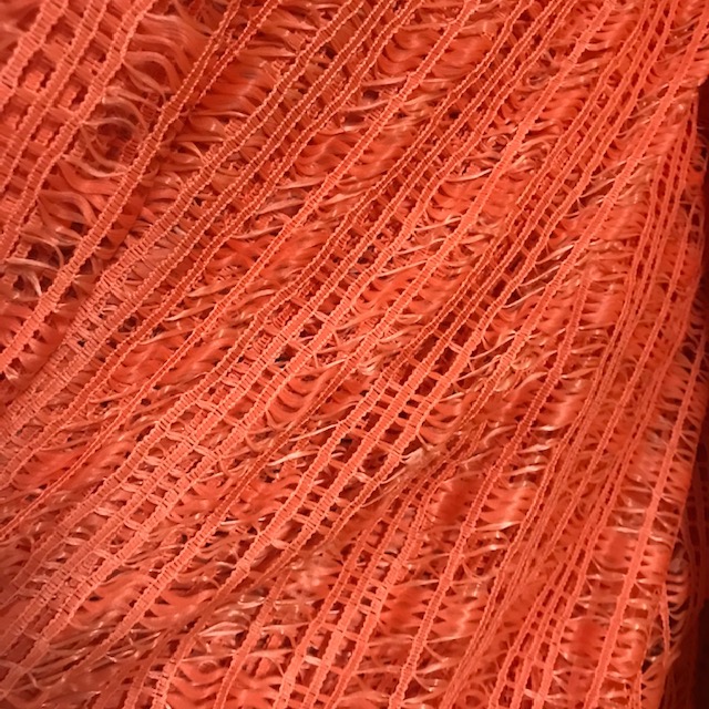 CURTAIN, Pair 1970s Orange Net